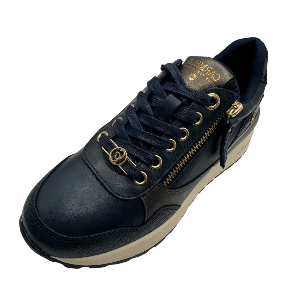 Carmela Navy Wedge Trainers