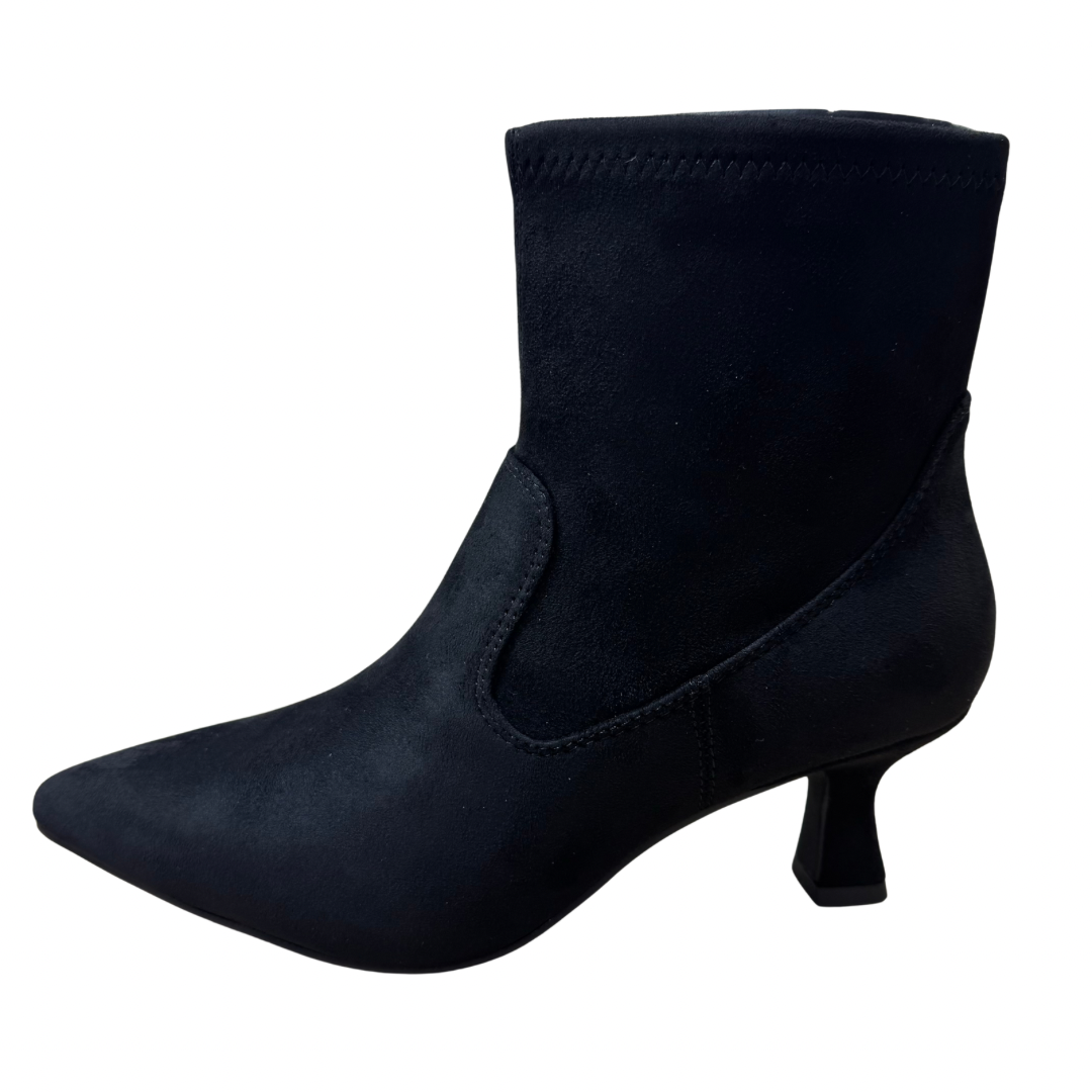 Marco Tozzi Black Heeled Suede Boots
