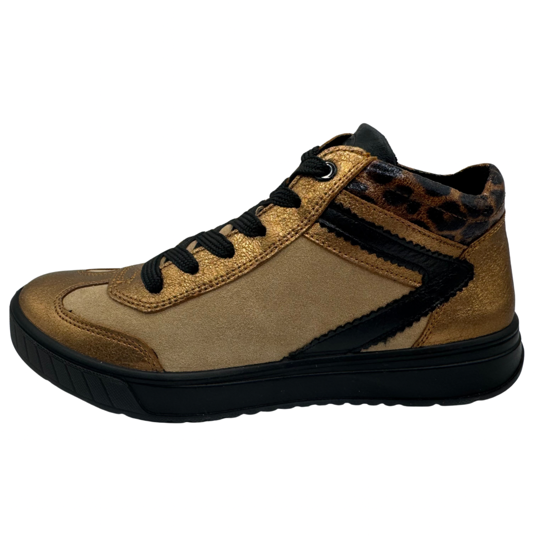 Ara Bronze &amp; Leopard Print Trainer Boots