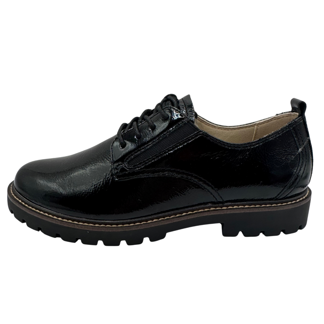 Caprice Black Patent Brogues