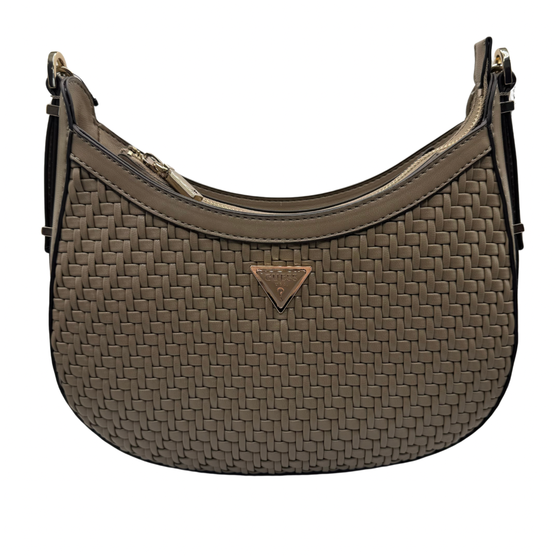 Guess Dark Taupe Woven Shoulder Bag