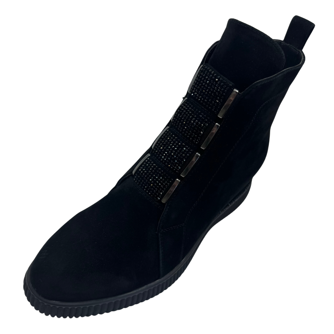 Loretta Vitale Black Suede Boots with Diamnte Detail
