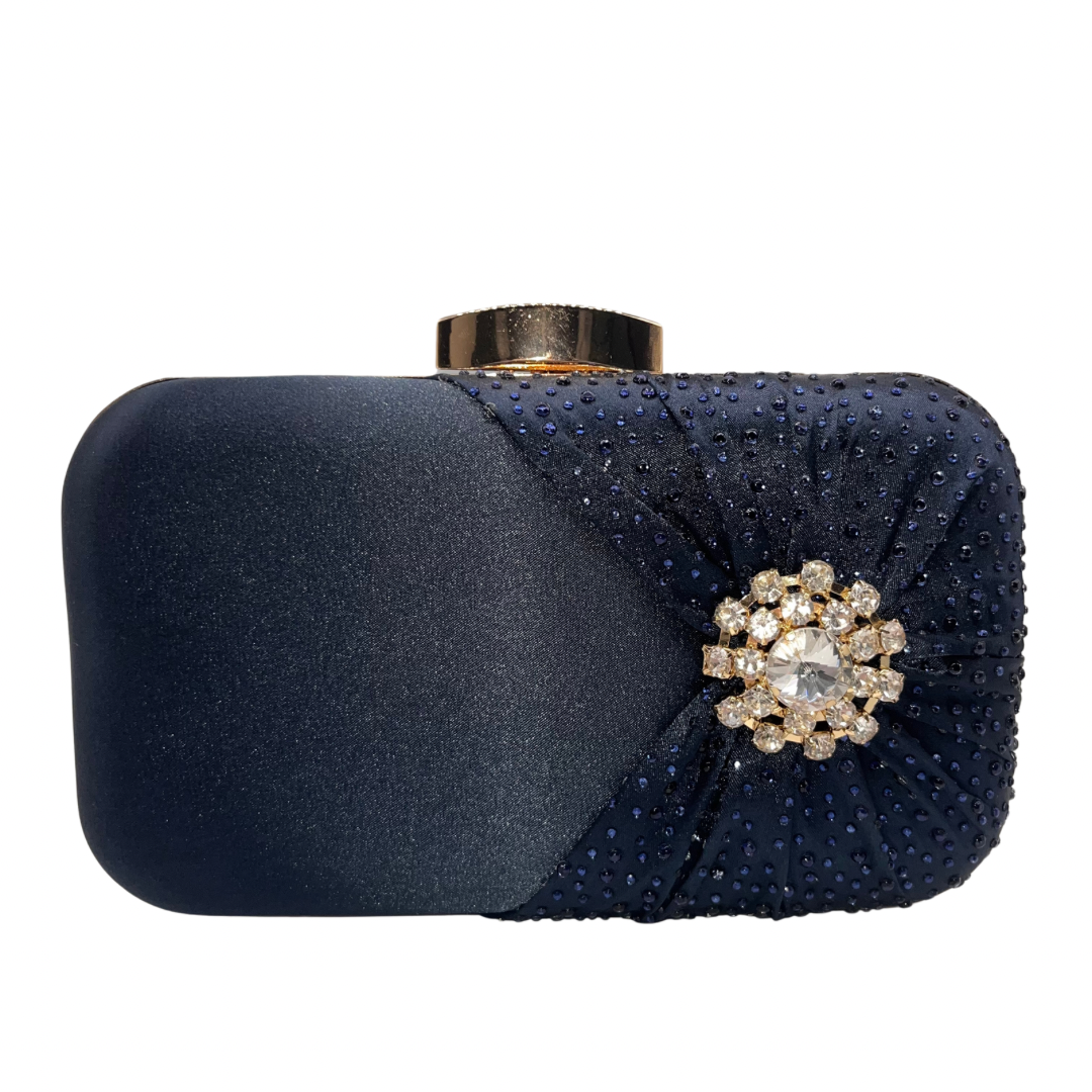 Navy Clutch with Shimmer and Jewel