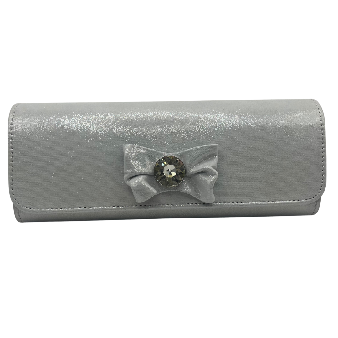 Emis Silver Clutch Bag with Bow