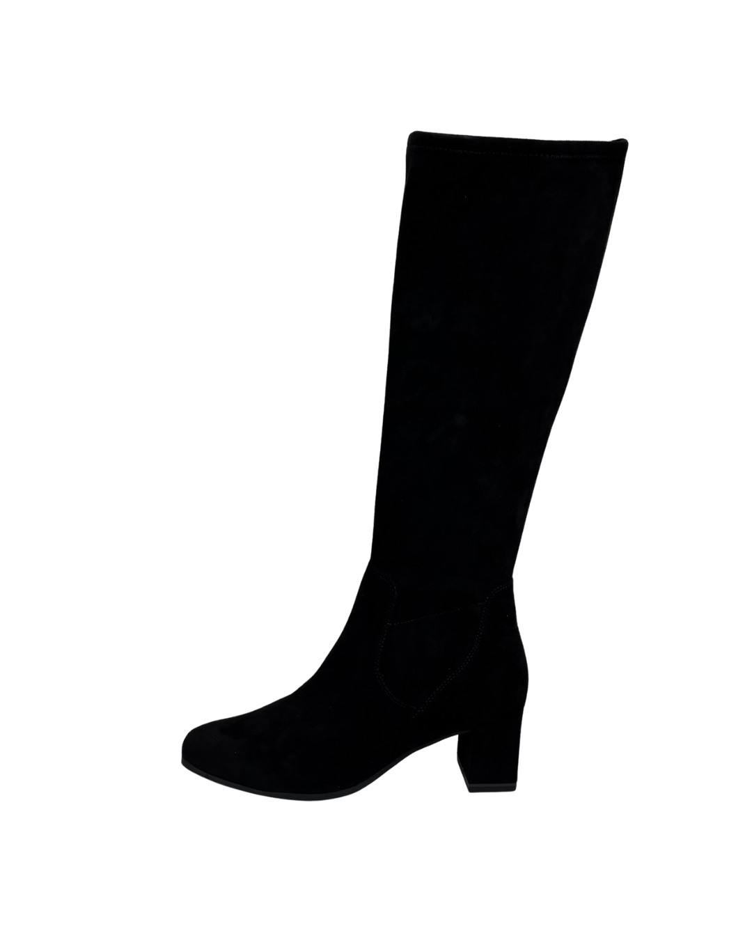 Caprice Back Suede Stretch Long Boot with Suede Block Heel