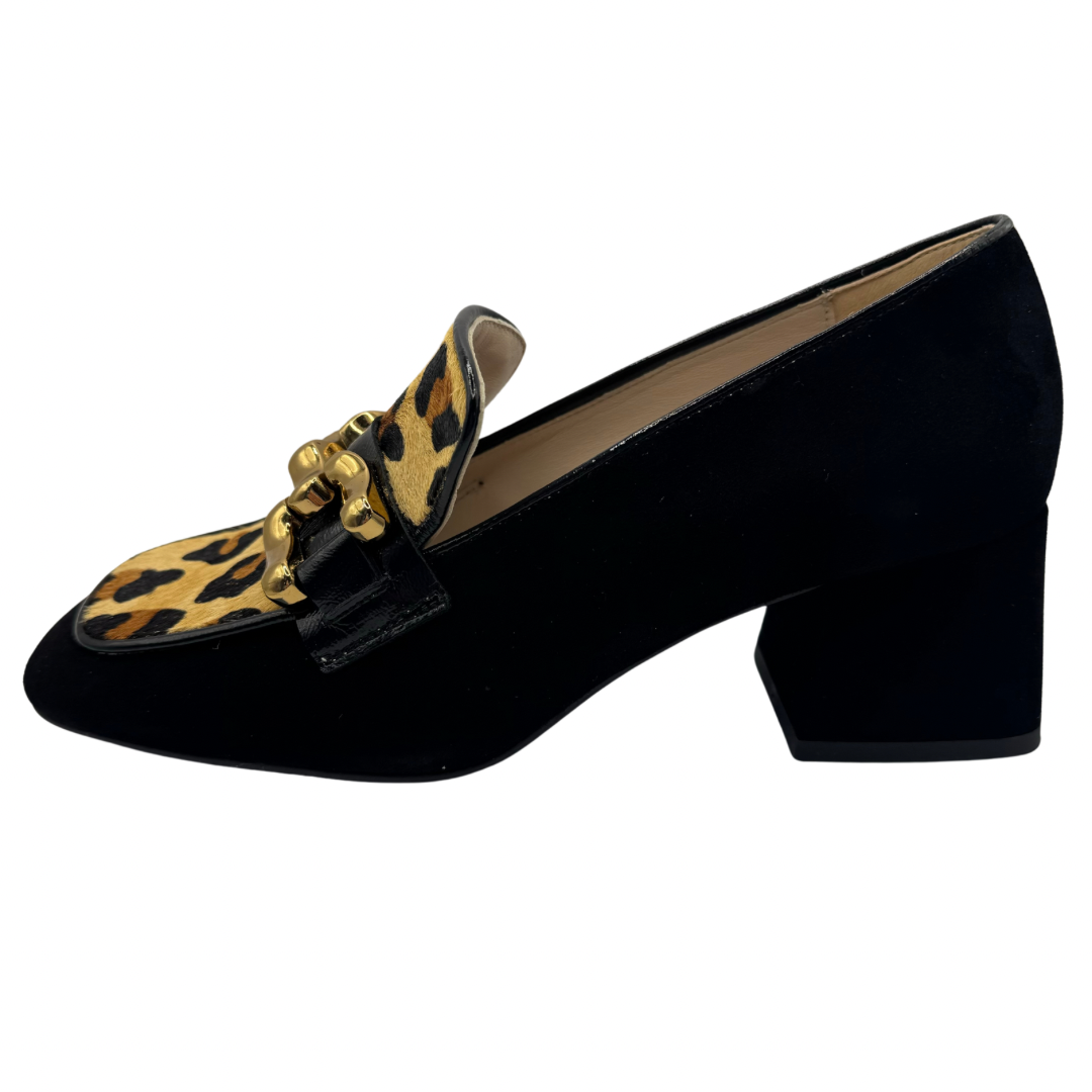 Marian Black &amp; Leopard Print Loafers