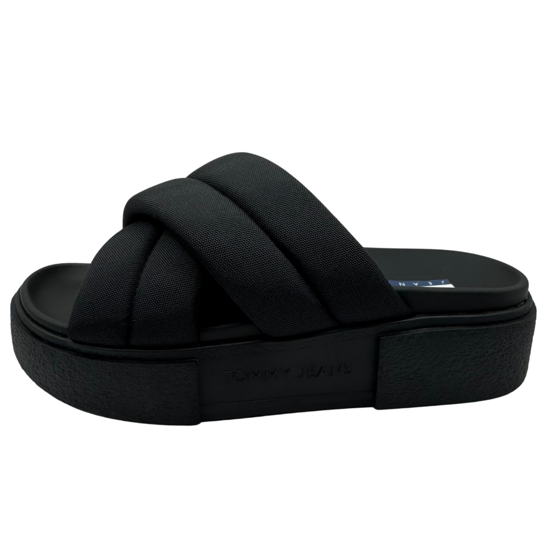 Tommy Jeans Black Platform Crossover Slides