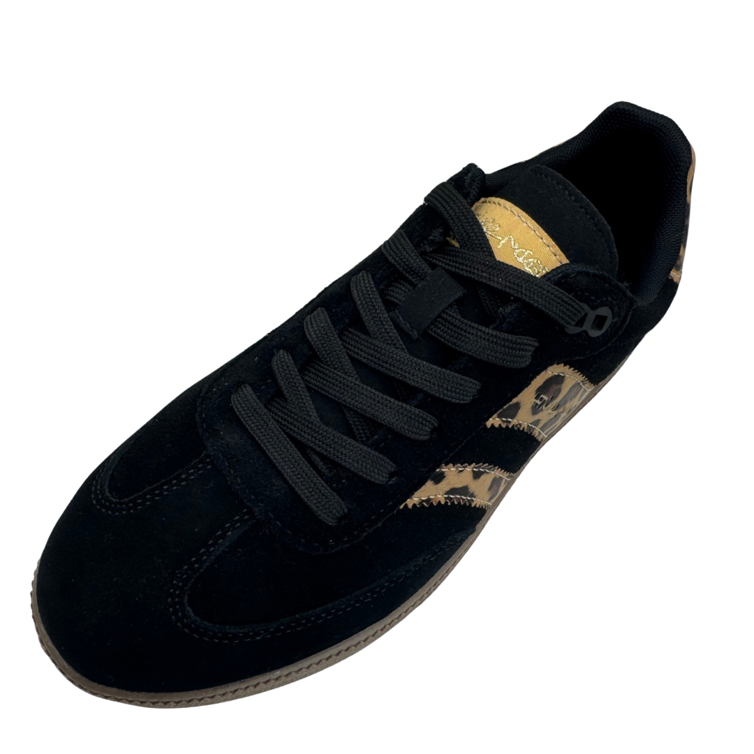 Teddy Smith Black &amp; Leopard Print Trainers