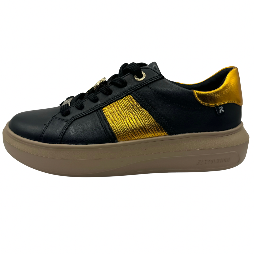 Rieker Black &amp; Gold Trainers