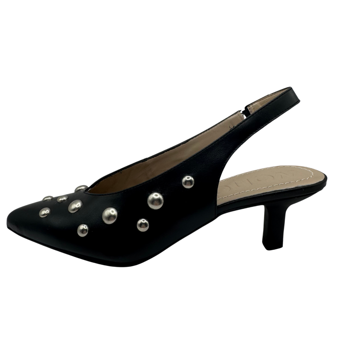 Wonders Black Slingback Kitten Heel