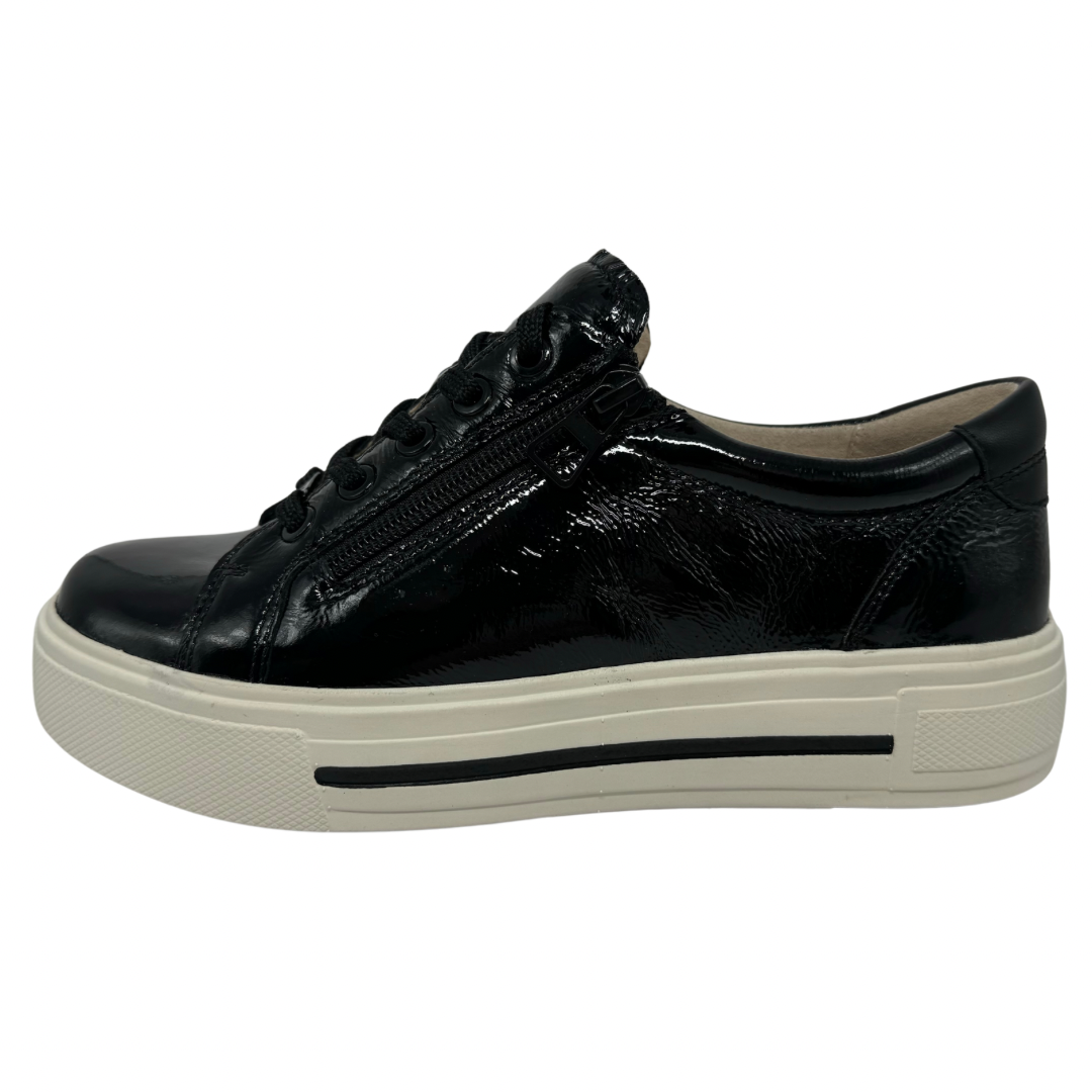 Caprice Black Patent Trainers