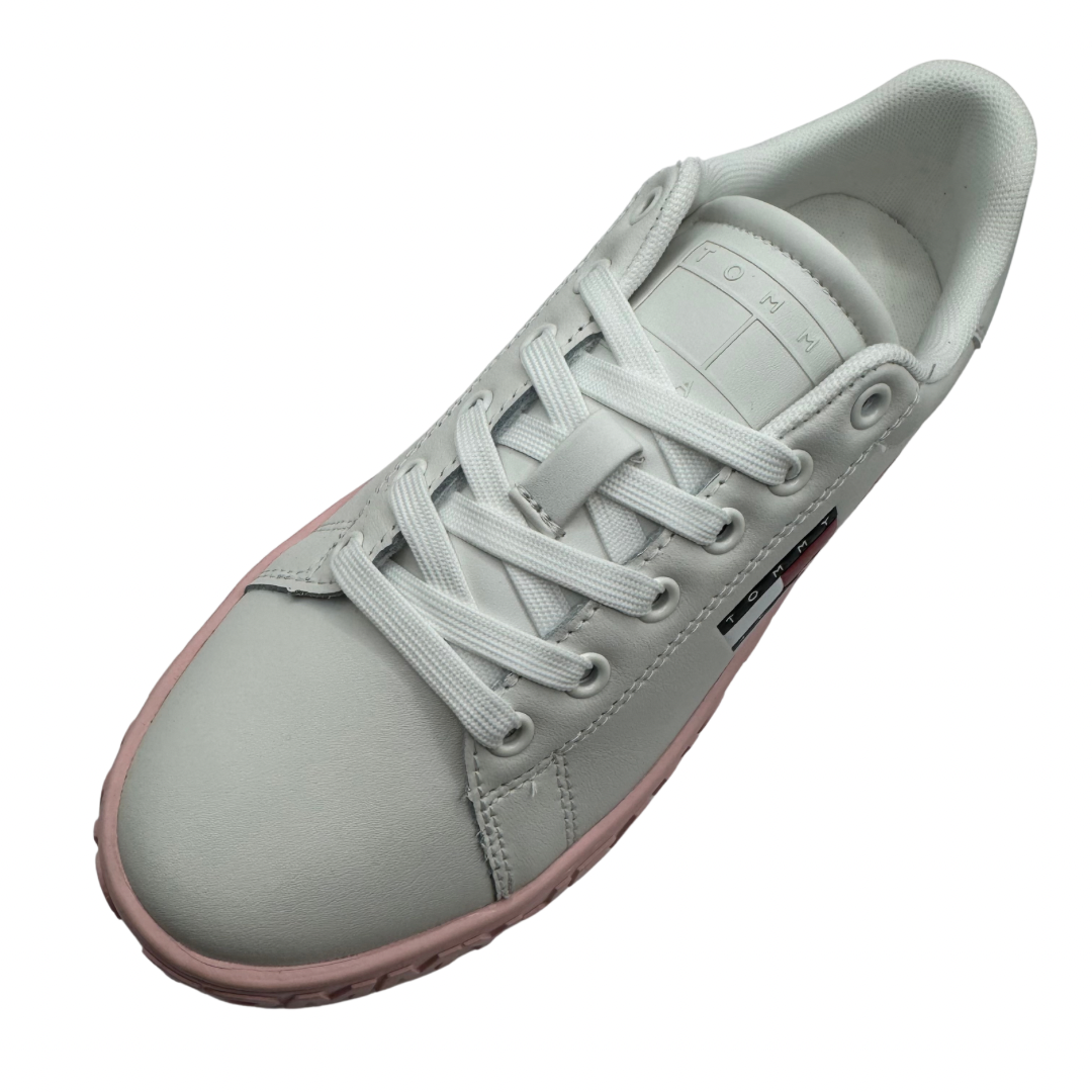 Tommy Jeans White Trainers with Pink Sole