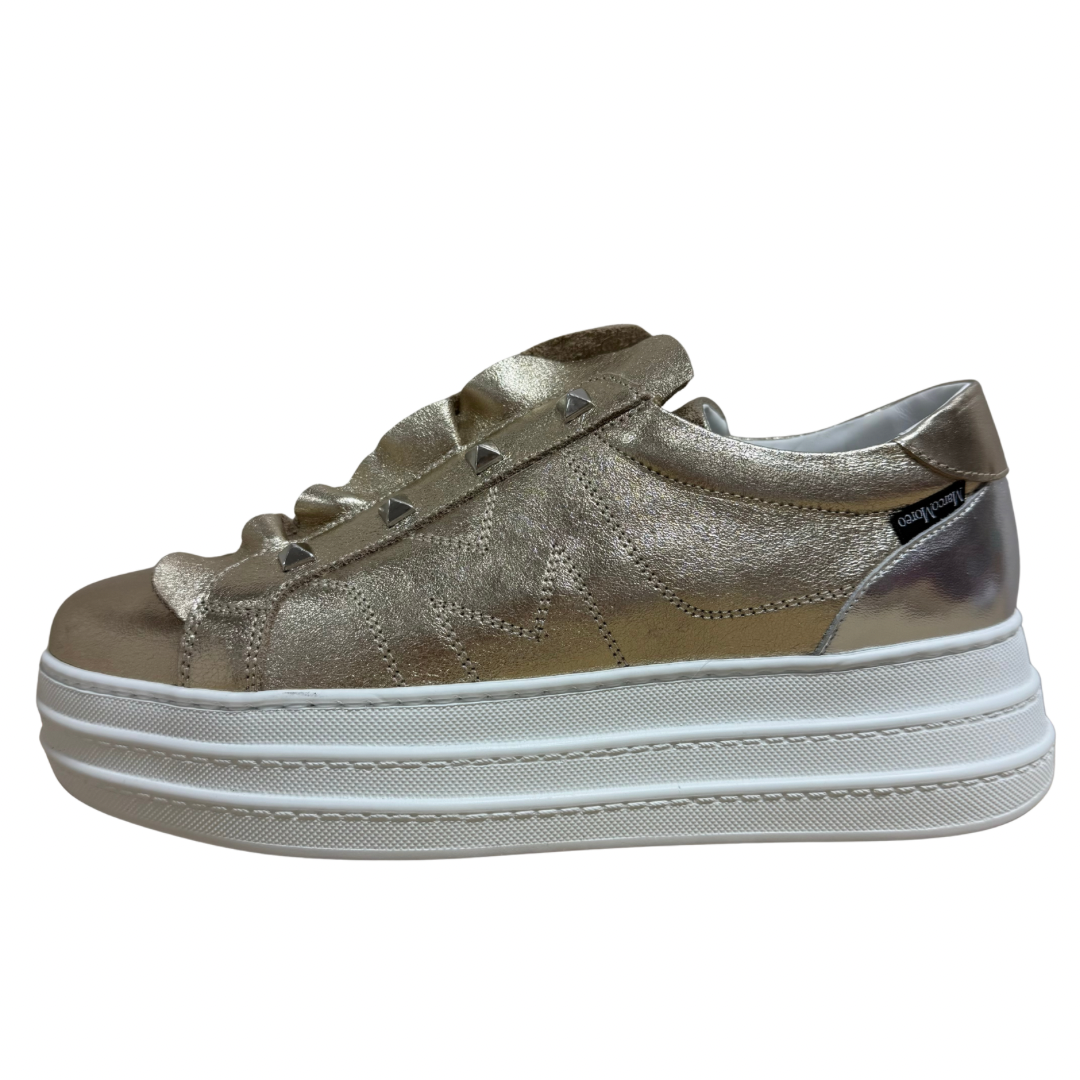 Marco Moreo Gold Ruffle Trainers