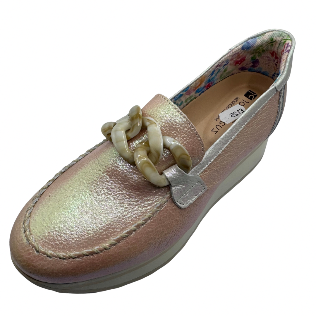 Jose Saenz Pink Iridescent Wedged Leather Loafer