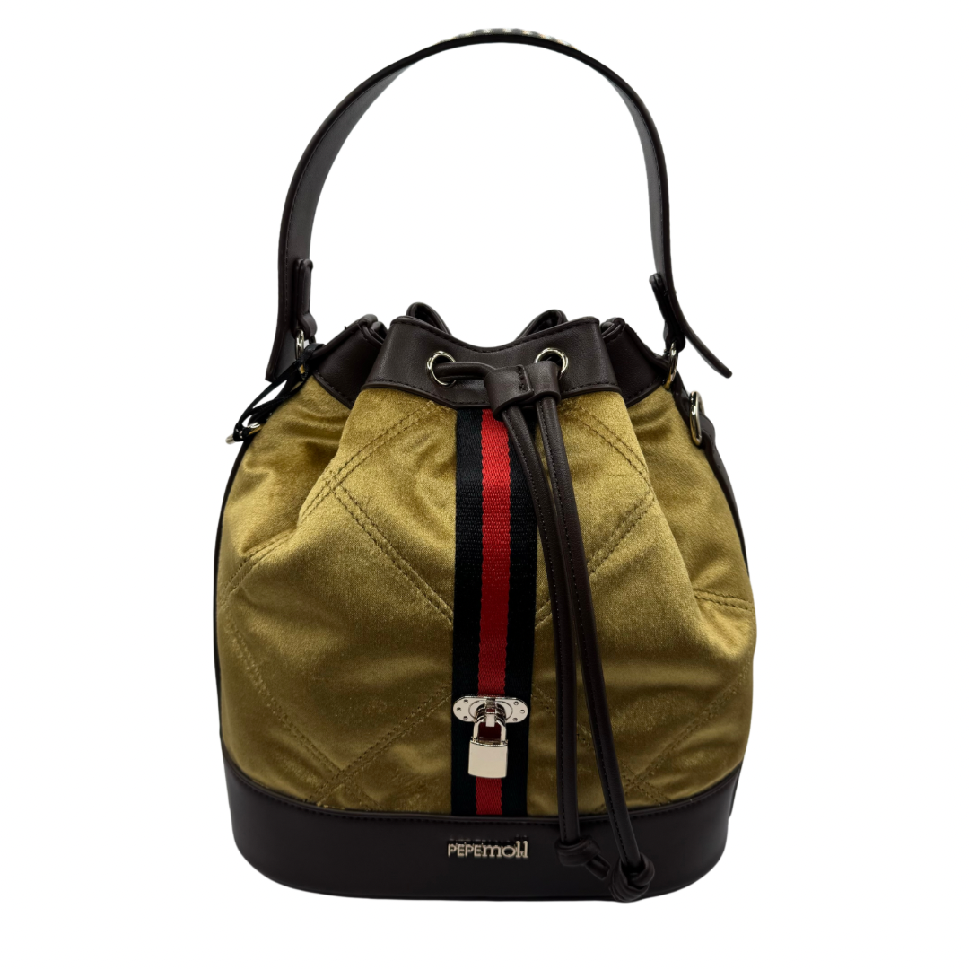 Pepe Moll Gold Suede Shoulder Bag