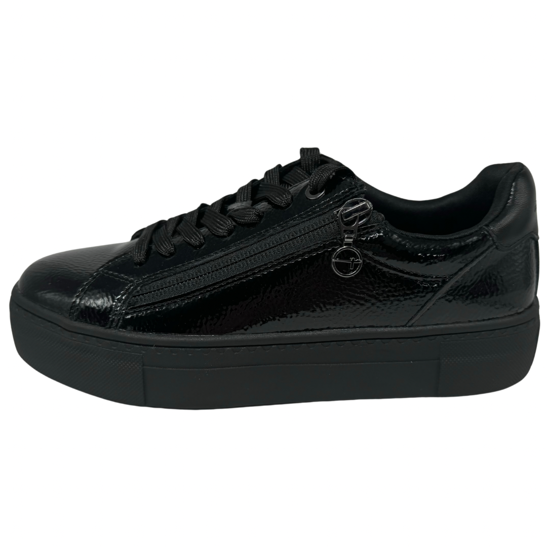 Tamaris Black Patent Trainers