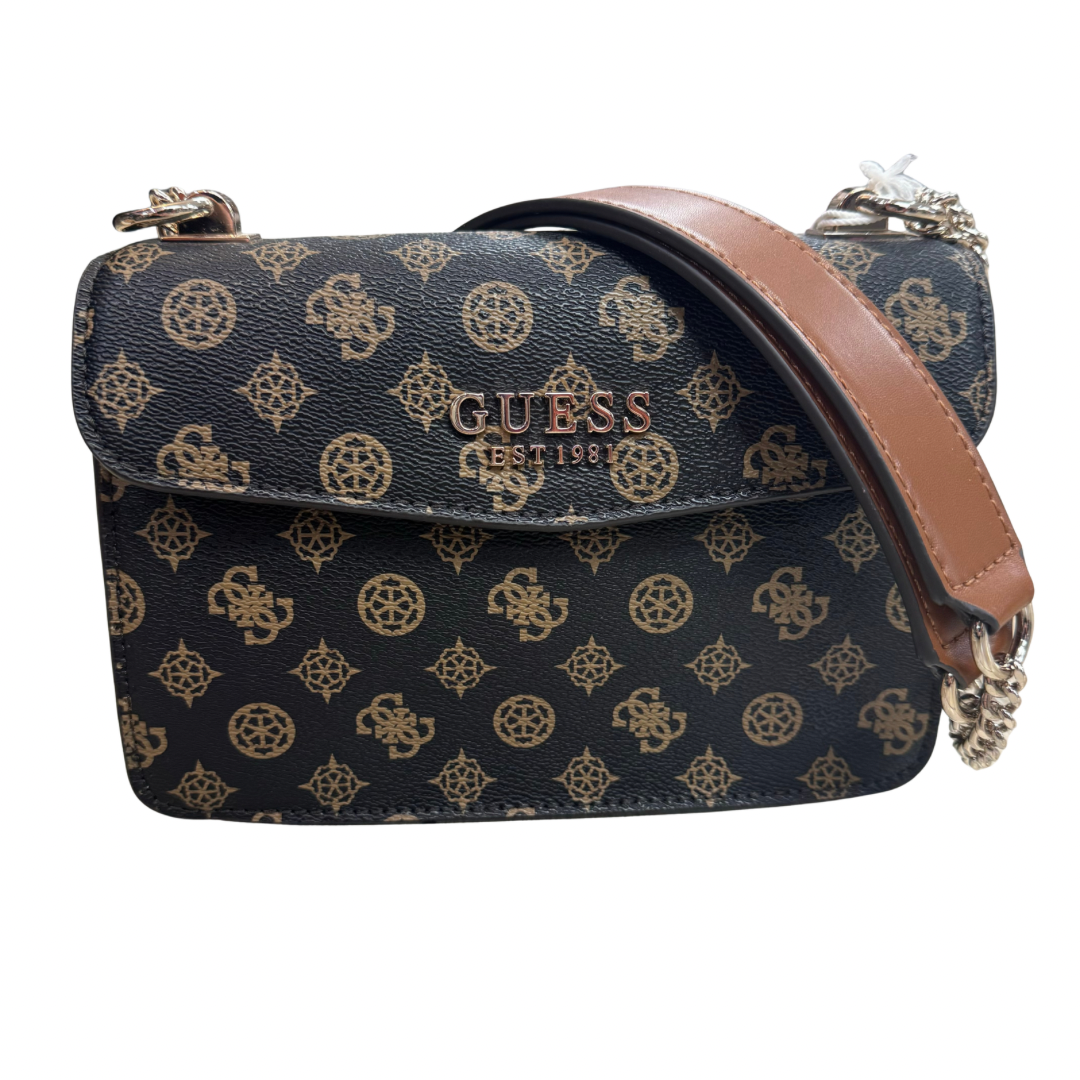 Guess Dark Logo Print Shoulder Bag