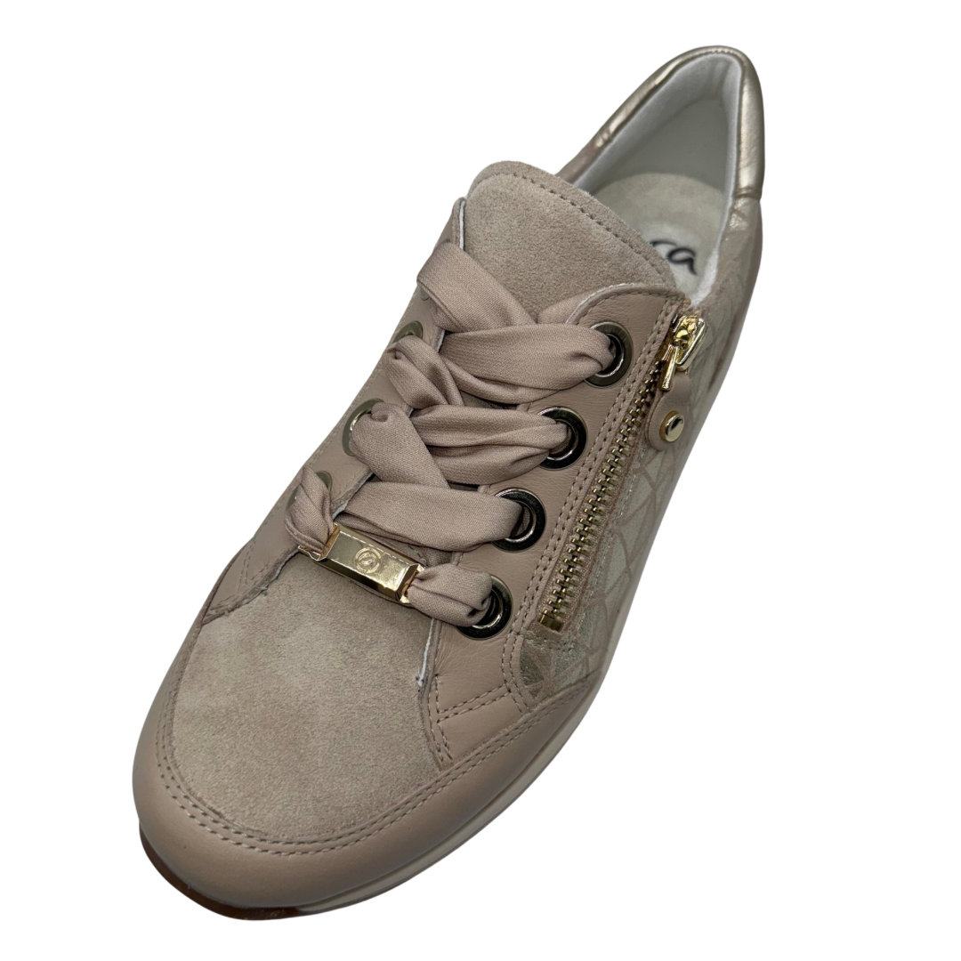 Ara Taupe Trainer With Suede Shimmer Design