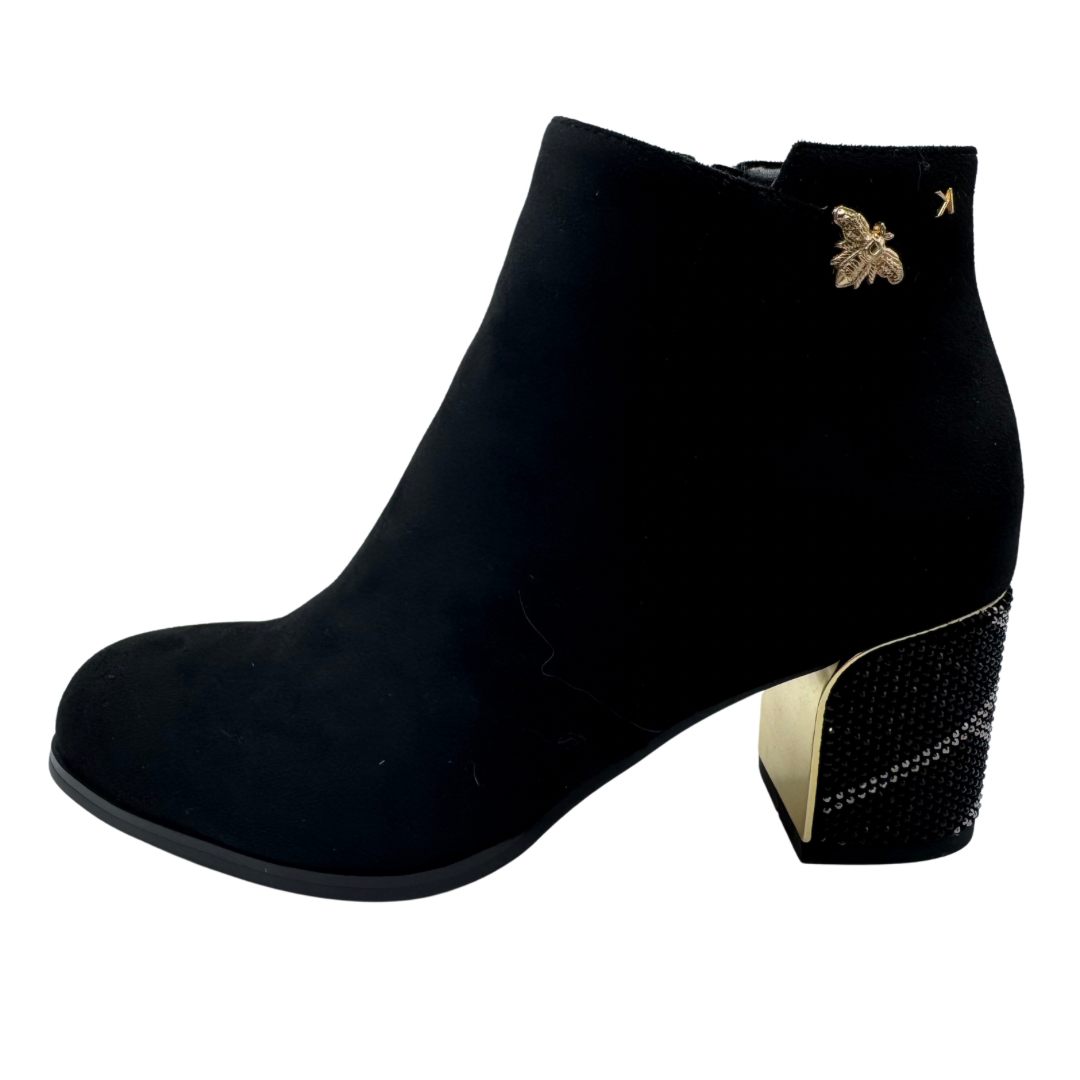 Kate Appleby Black Suede Heeled Boots with Diamanté Heel