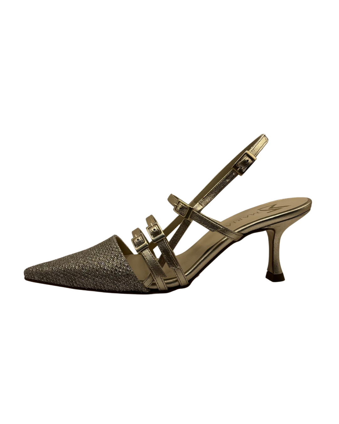 Marian Gold Sparkle Slingback Heel with Buckle Detail