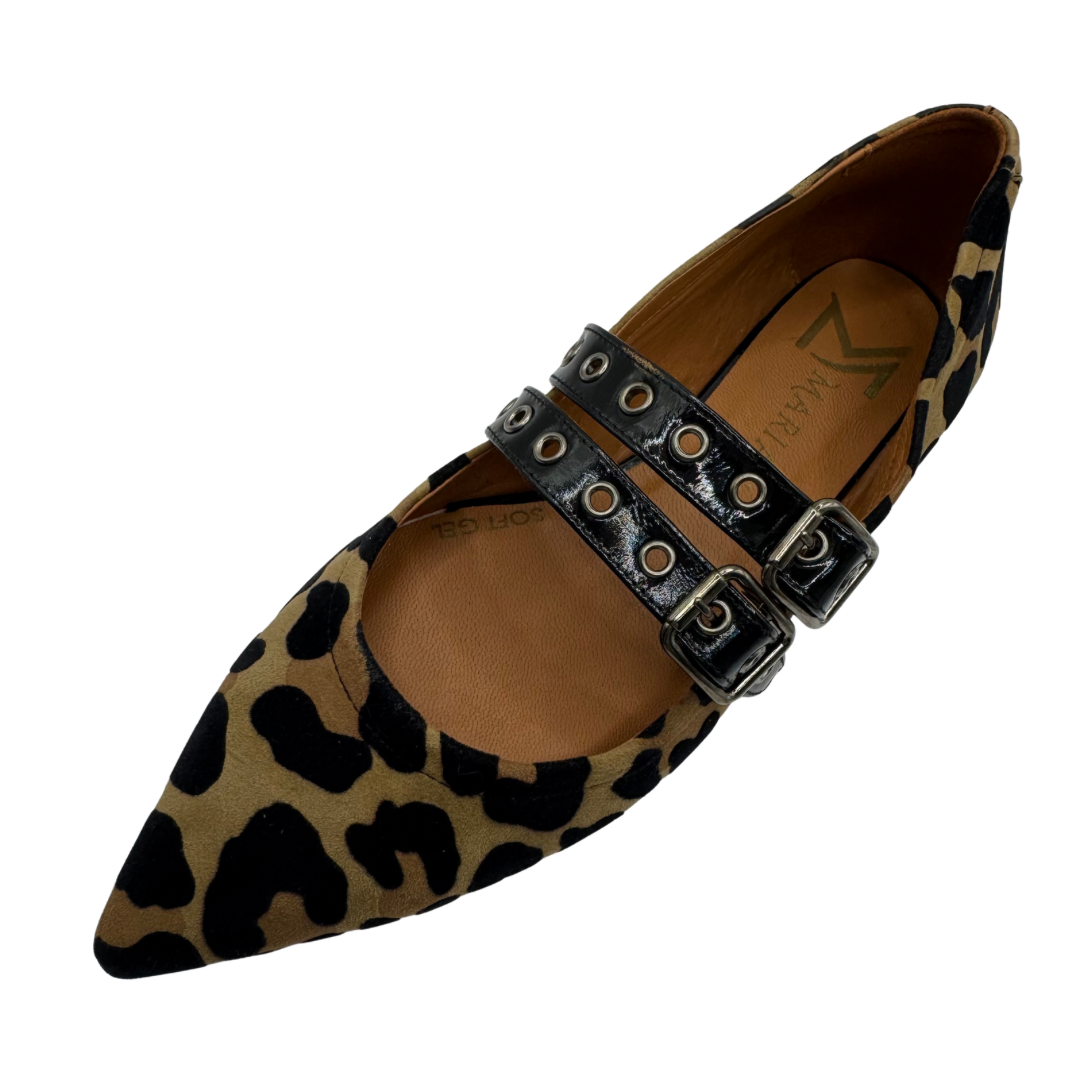 Marian Leopard Print Shoes with Double Buckle