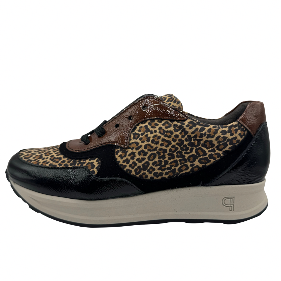 Pitillos Black, Brown &amp; Leopard Print Trainers