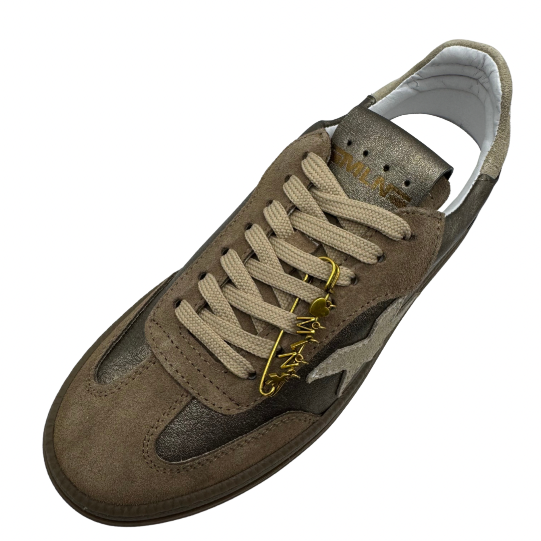 Meline Bronze Platform Trainers with Pin Detail