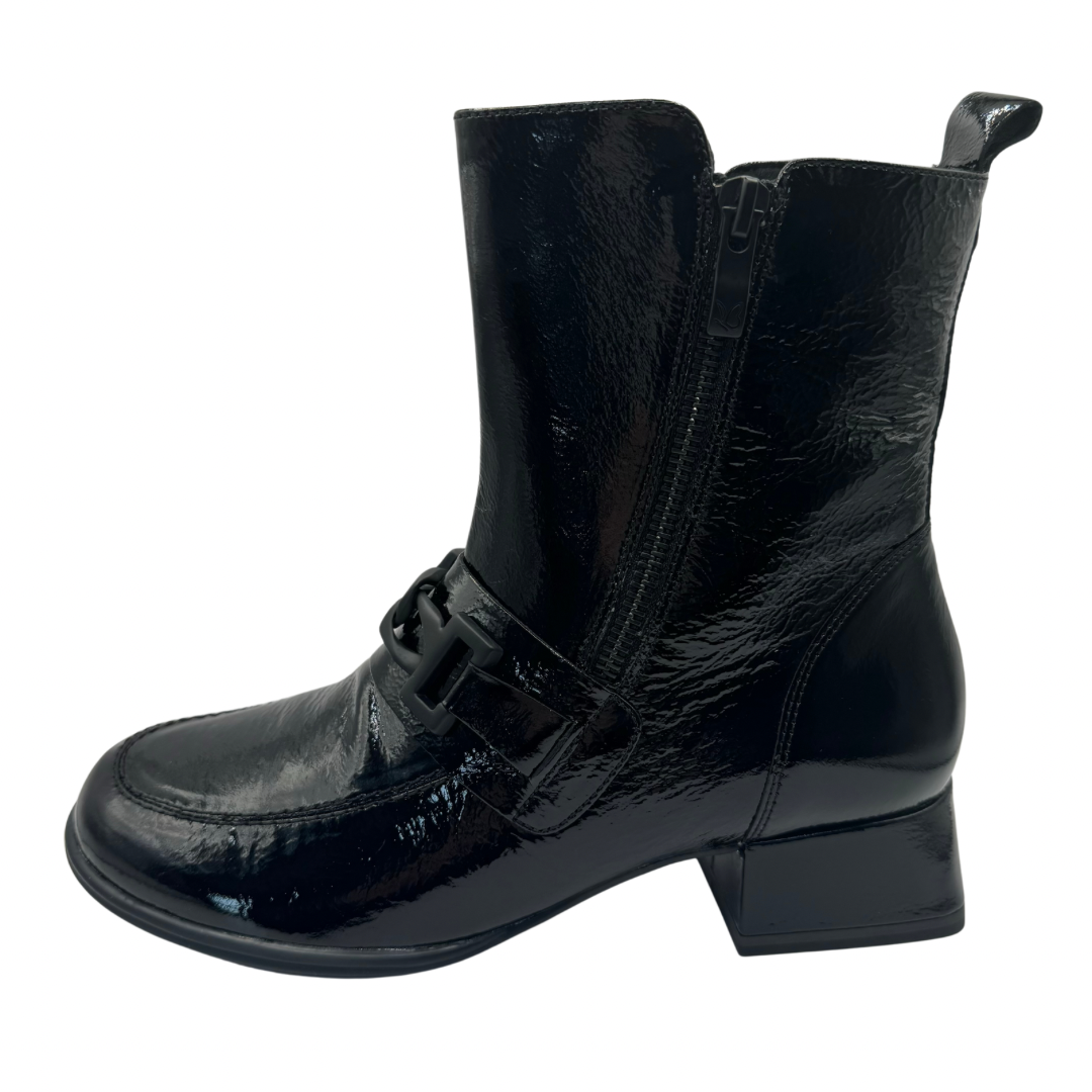 Caprice Black Patent Double Zip Boots