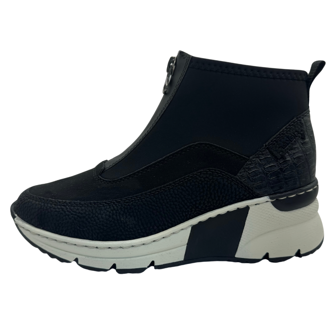 Rieker Black Wedged Trainer Boots