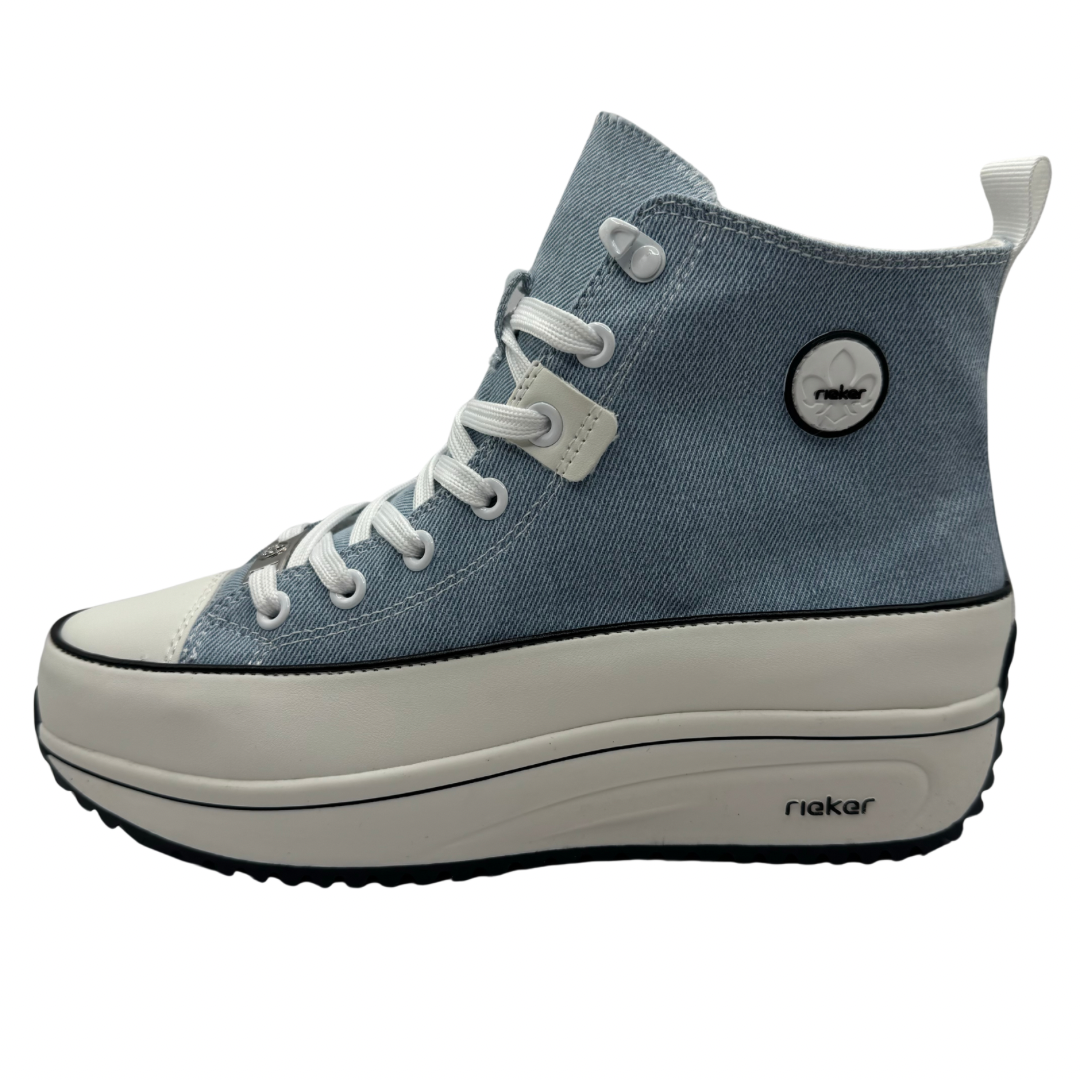 Rieker Blue Platform High Top Trainers