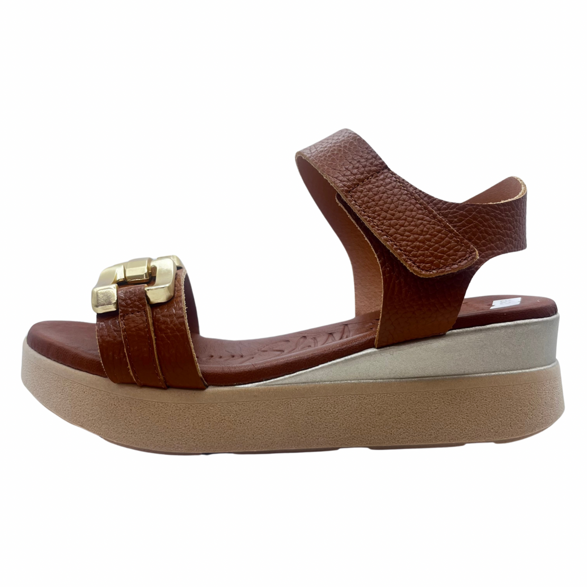 Oh My Sandals Brown Wedge Leather Sandal