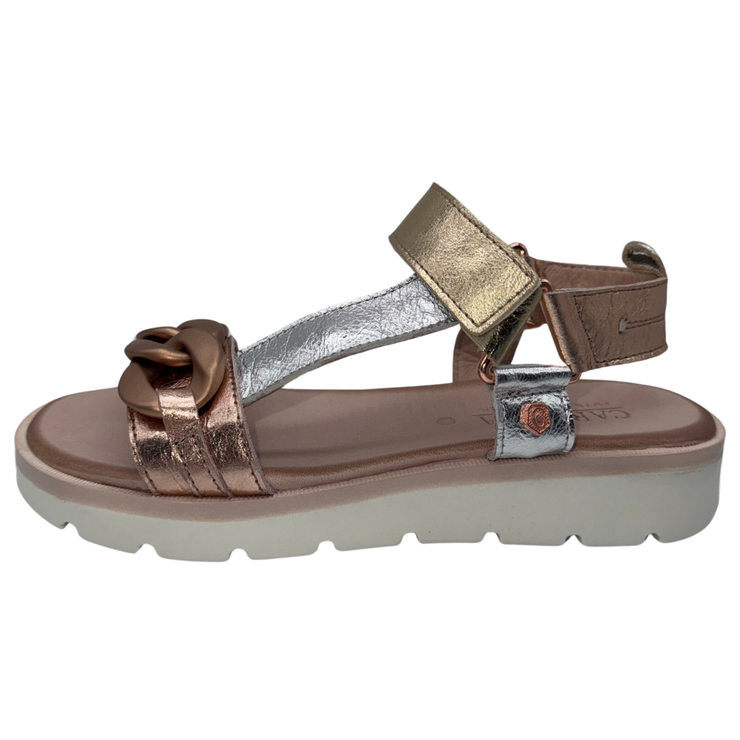 Carmela Rose, Silver and Gold Leather Sandals