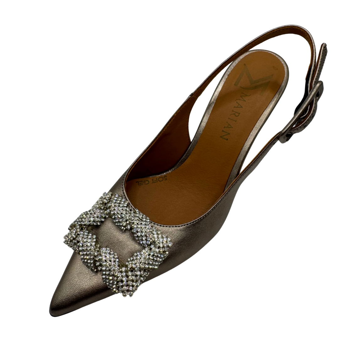 Marian Gold Heels with Rectangle Detail