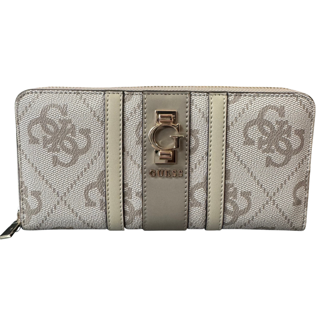 Guess Dark Taupe Logo Print Large Purse