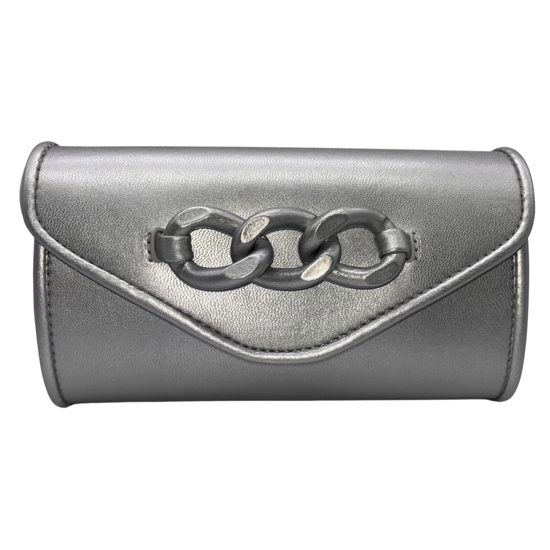 Pepe Moll Silver Clutch with Chain Detail