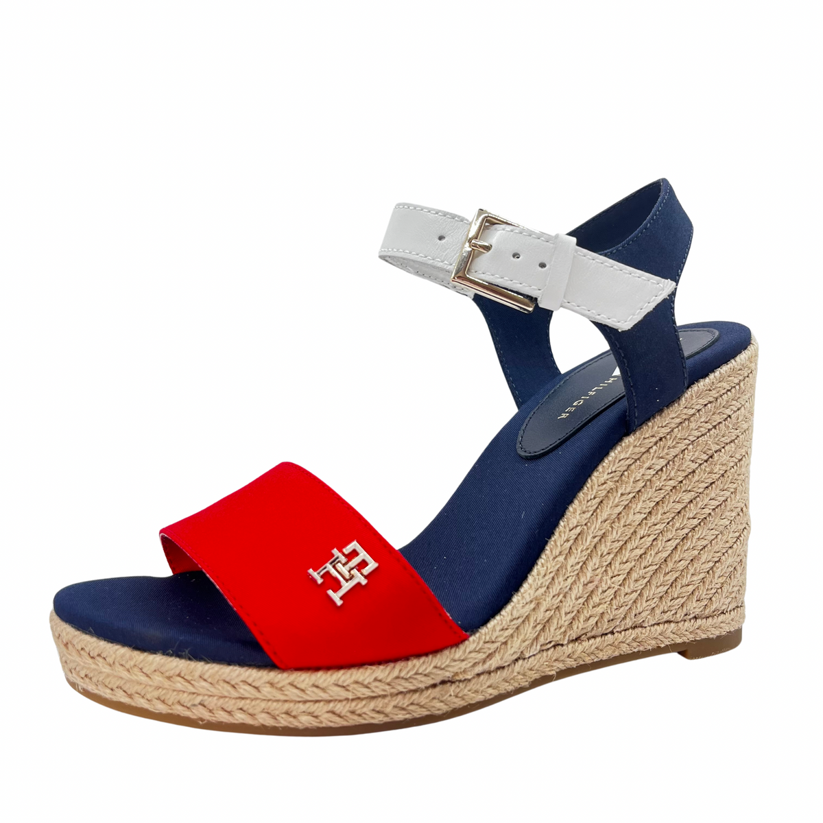 Tommy Hilfiger Navy, Red and White Woven Wedge