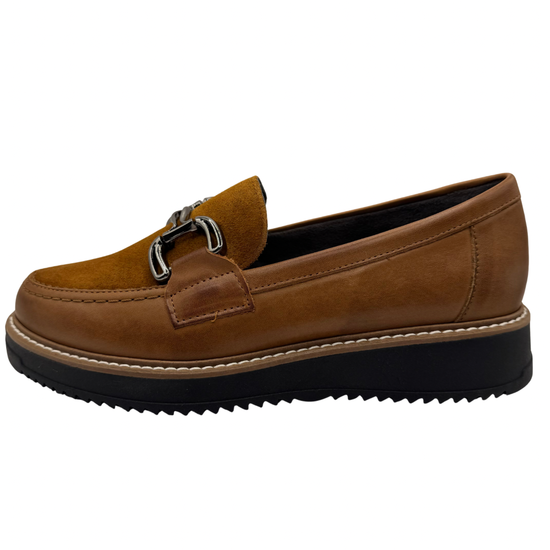 Pitillos Cognac Loafers with Chain Detail
