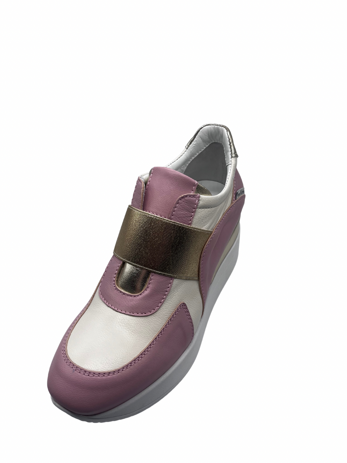 Marco Moreo Pink &amp; Cream Wedge Leather Trainer