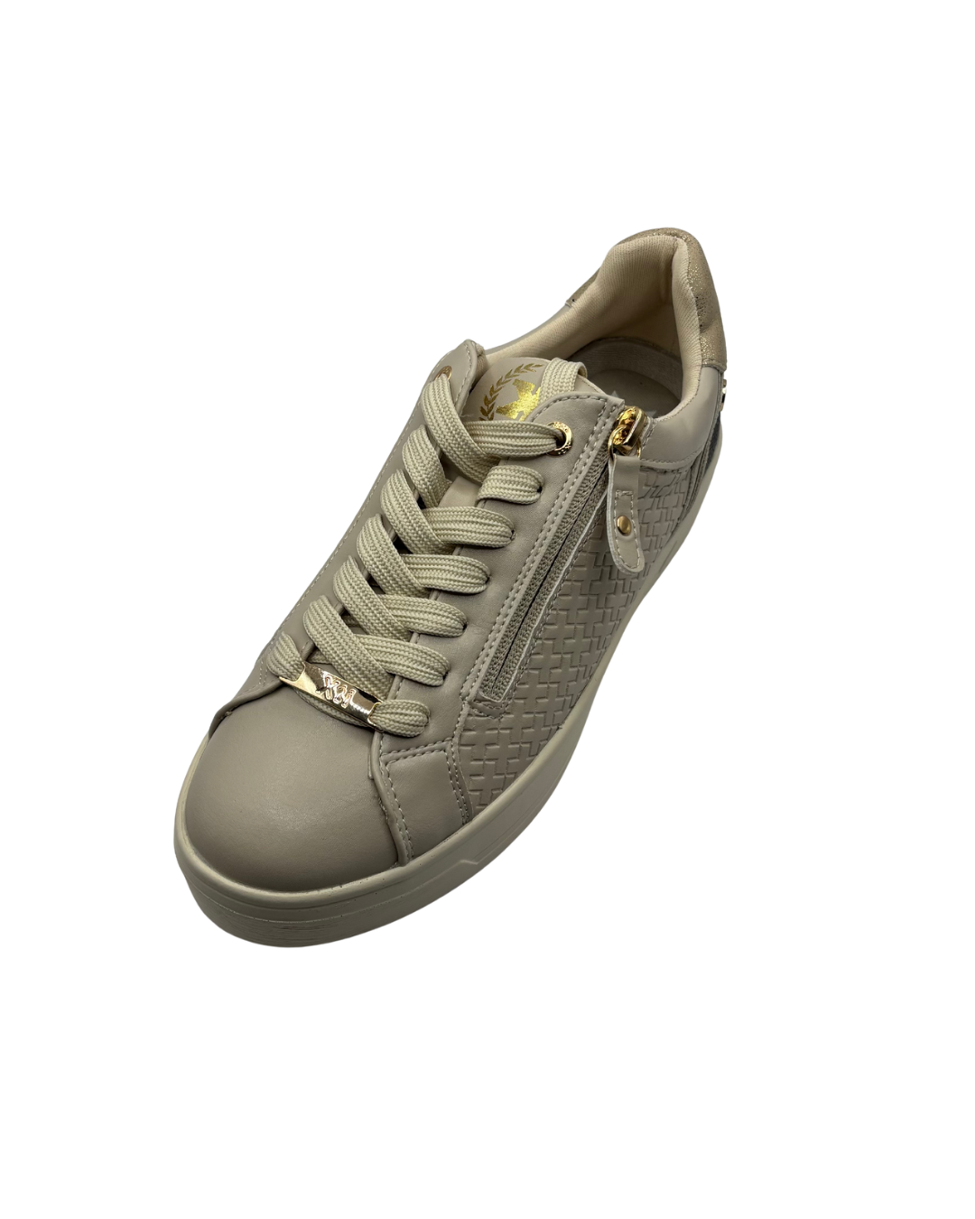XTI Beige Platform Trainer with Side Zip
