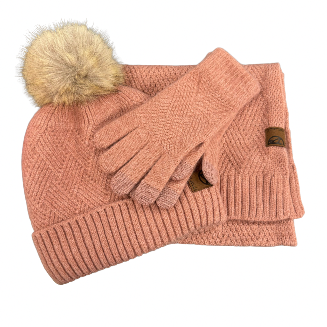 Pepe Moll Pink Hat, Scarf & Gloves Set
