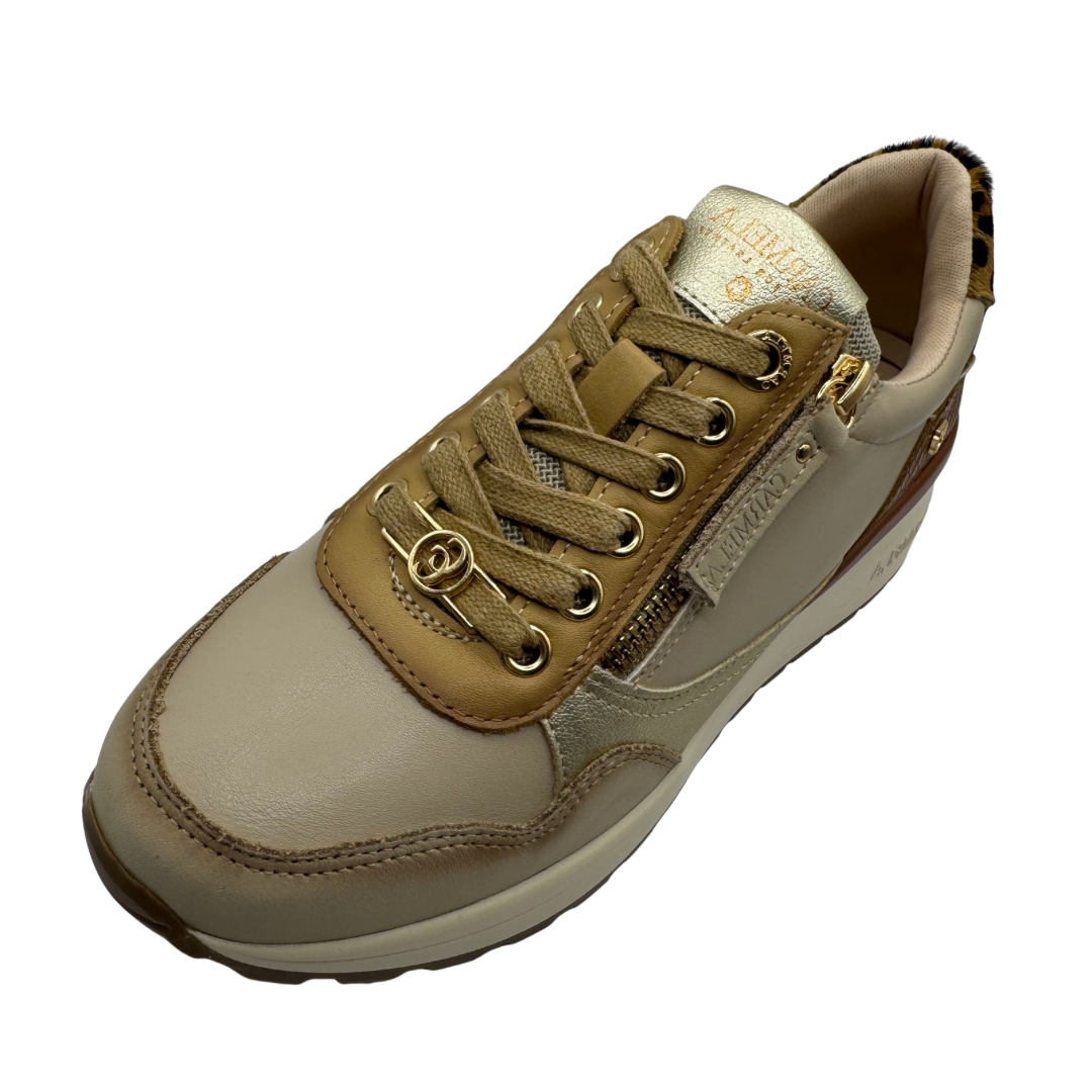 Carmela Beige &amp; Brown Wedge Trainers