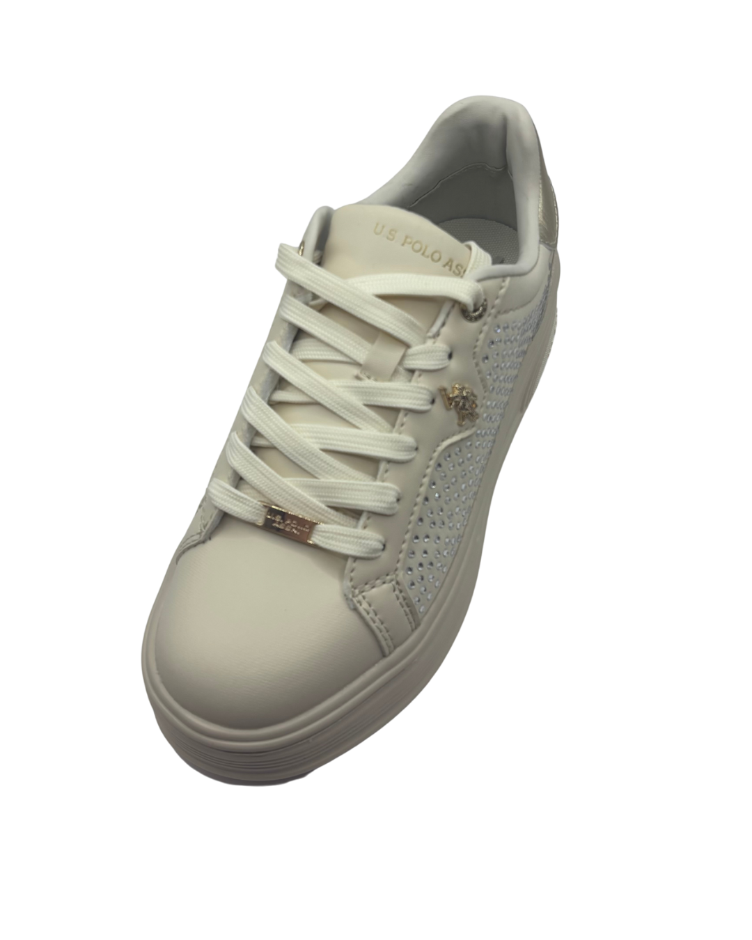 US Polo Cream Platform Trainer with Diamanté Detail