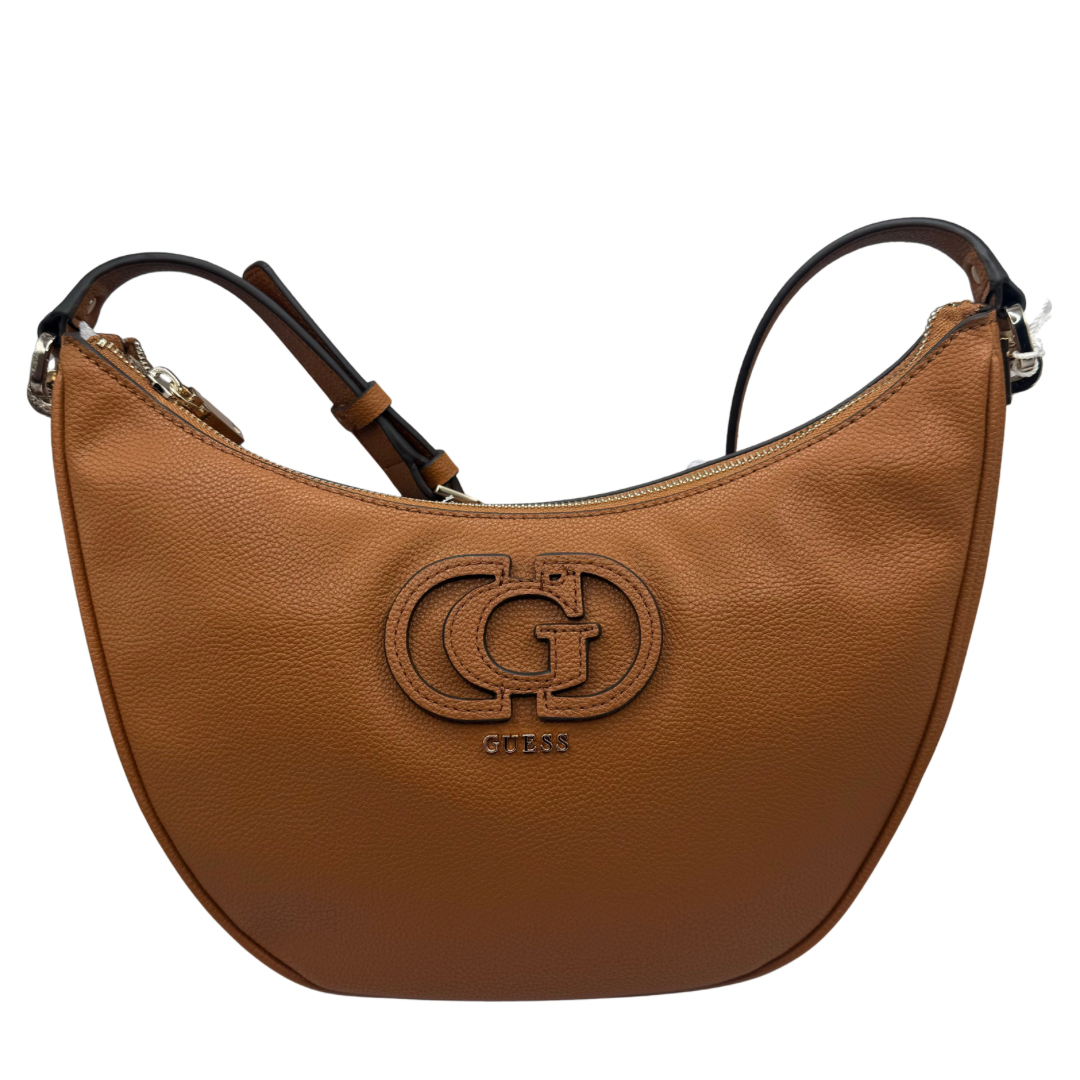 Guess Cognac Rounded Shoulder Bag with Large G Design