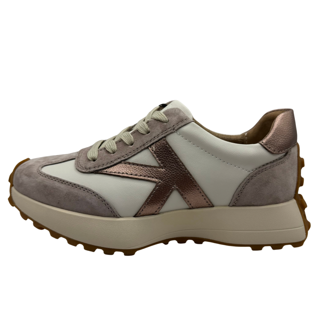 Kate Appleby White &amp; Taupe Trainers with Rose Gold Detail