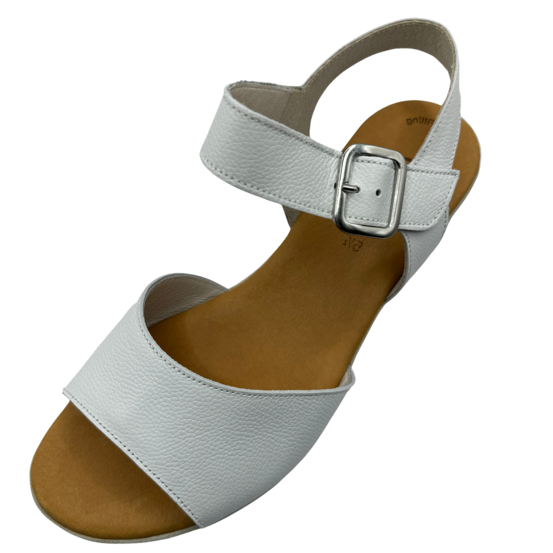 Gabor White and Brown Wedge Sandals