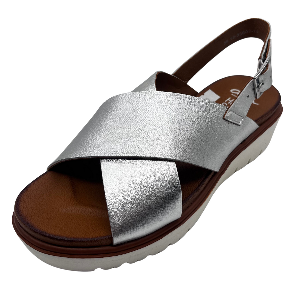 Ara Leather Silver Slingback Sandal
