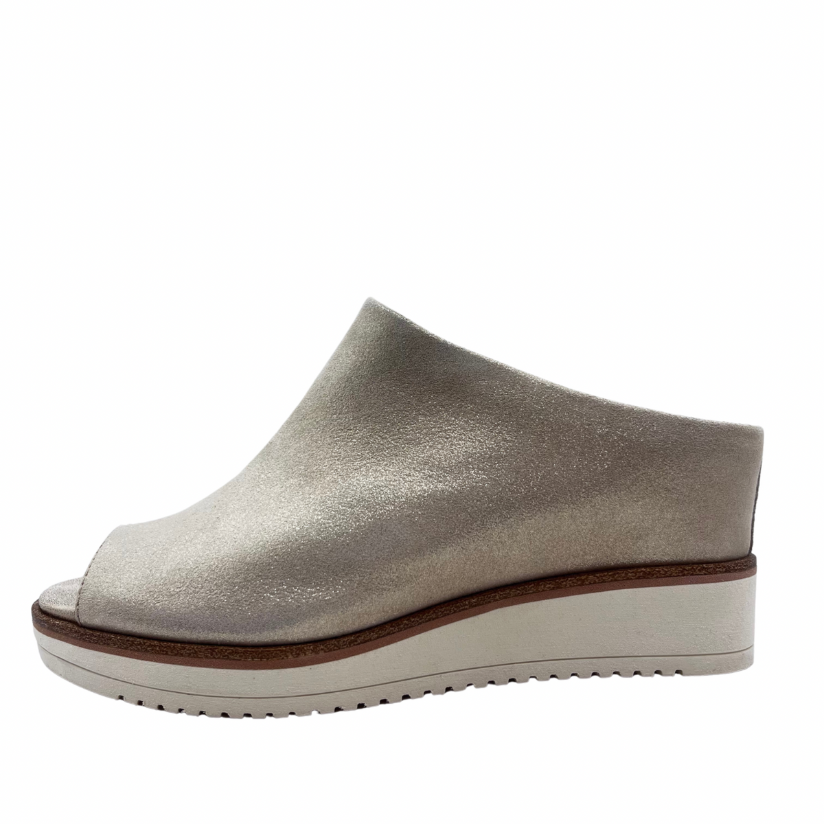 Tamaris Champagne Shimmer High Top leather Mules
