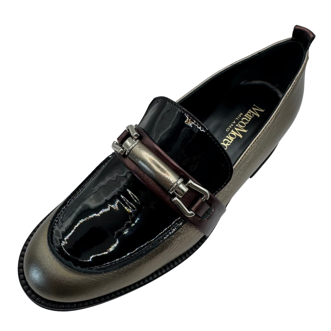 Marco Moreo Black, Gold &amp; Burgundy Loafers