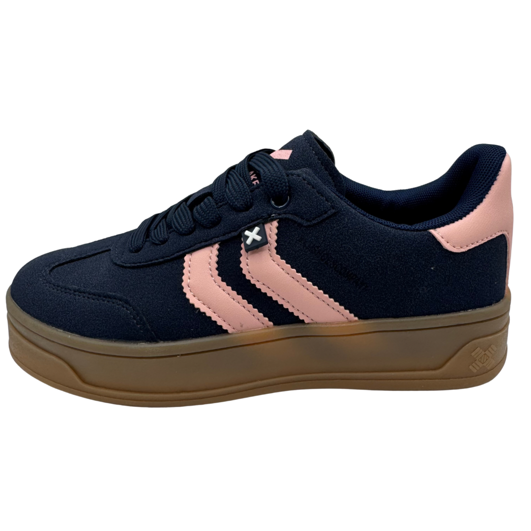 Xti Navy &amp; Pink Platform Trainers