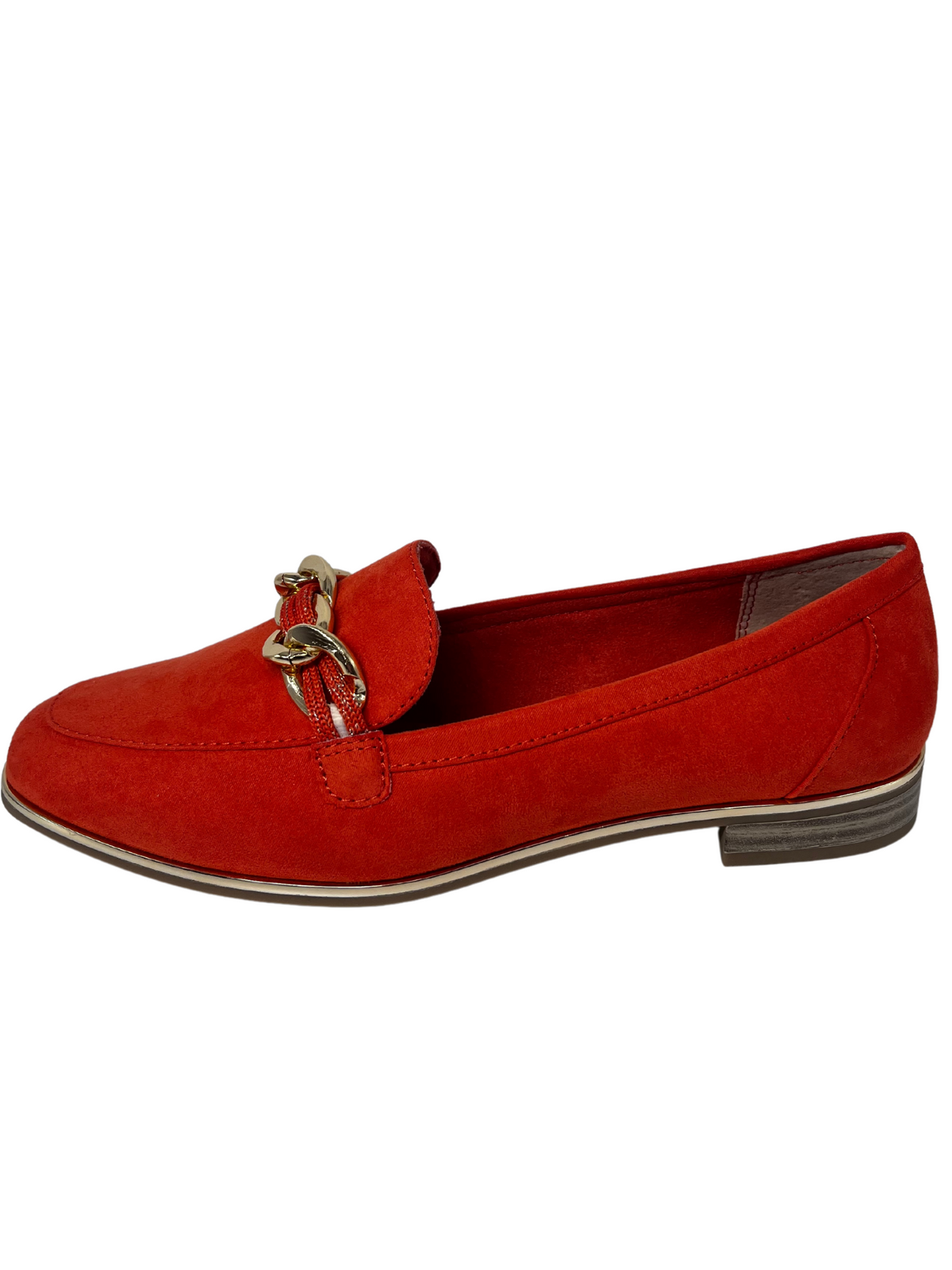 Marco Tozzi Orange Loafers With Chain Detail